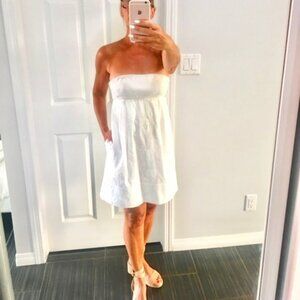 BCBG MaxAzria White cotton embroidered strapless summer dress size 2